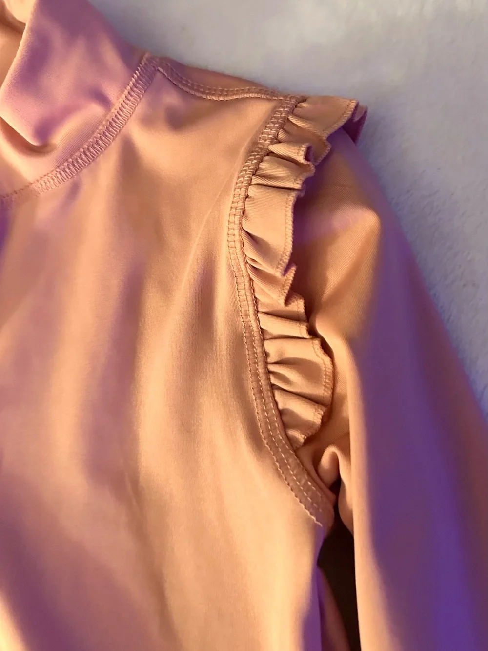 Eddie Bauer Peach Sleeveless Mock Neck Tank with Ruffle Shoulders